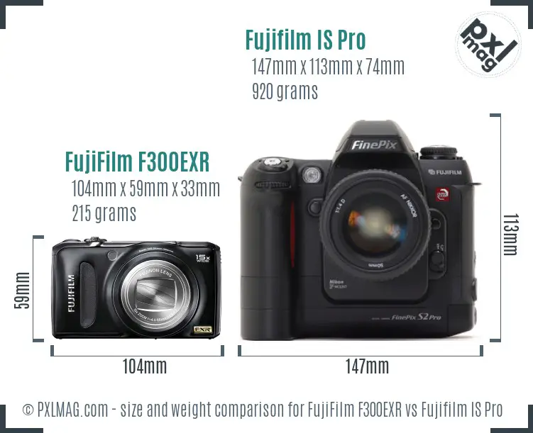 FujiFilm F300EXR vs Fujifilm IS Pro size comparison