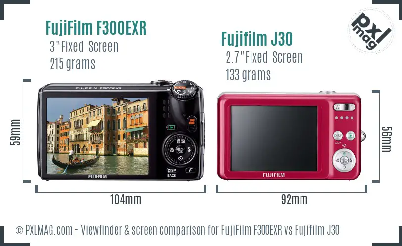 FujiFilm F300EXR vs Fujifilm J30 Screen and Viewfinder comparison