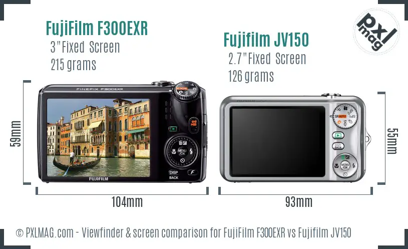 FujiFilm F300EXR vs Fujifilm JV150 Screen and Viewfinder comparison