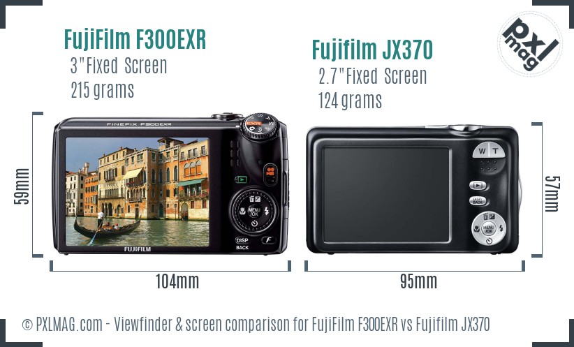 FujiFilm F300EXR vs Fujifilm JX370 Screen and Viewfinder comparison