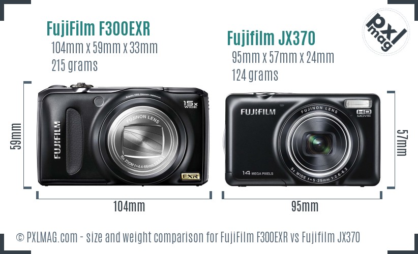 FujiFilm F300EXR vs Fujifilm JX370 size comparison FujiFilm F300EXR vs Fujifilm JX370 size comparison