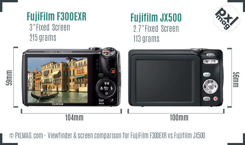 FujiFilm F300EXR vs Fujifilm JX500 Screen and Viewfinder comparison FujiFilm F300EXR vs Fujifilm JX500 Screen and Viewfinder comparison