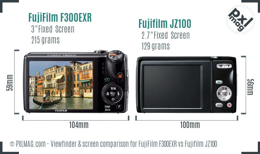 FujiFilm F300EXR vs Fujifilm JZ100 Screen and Viewfinder comparison