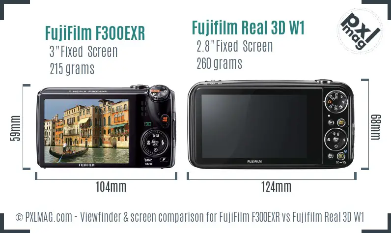 FujiFilm F300EXR vs Fujifilm Real 3D W1 Screen and Viewfinder comparison