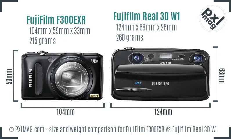 FujiFilm F300EXR vs Fujifilm Real 3D W1 size comparison