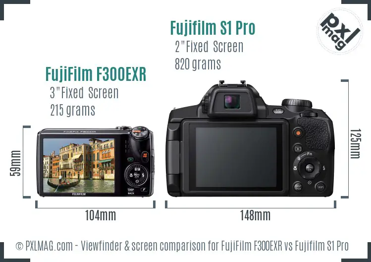 FujiFilm F300EXR vs Fujifilm S1 Pro Screen and Viewfinder comparison