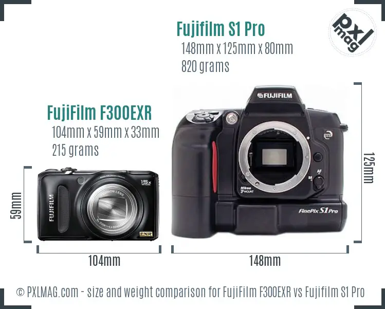 FujiFilm F300EXR vs Fujifilm S1 Pro size comparison