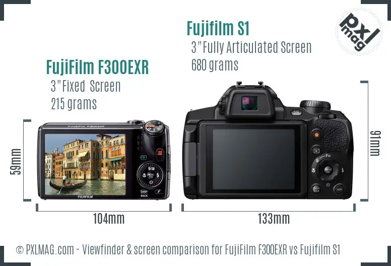 FujiFilm F300EXR vs Fujifilm S1 Screen and Viewfinder comparison