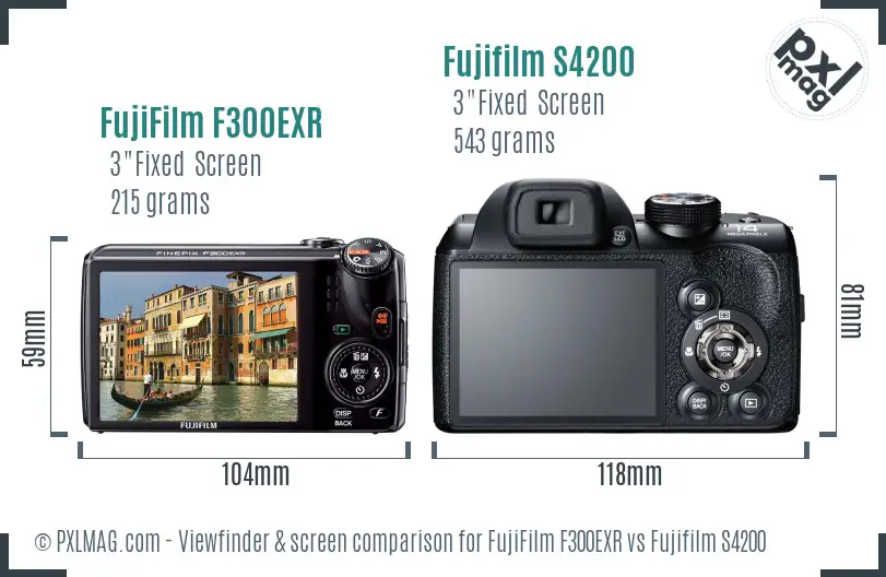 FujiFilm F300EXR vs Fujifilm S4200 Screen and Viewfinder comparison