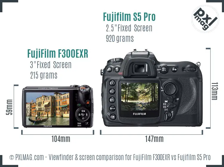 FujiFilm F300EXR vs Fujifilm S5 Pro Screen and Viewfinder comparison
