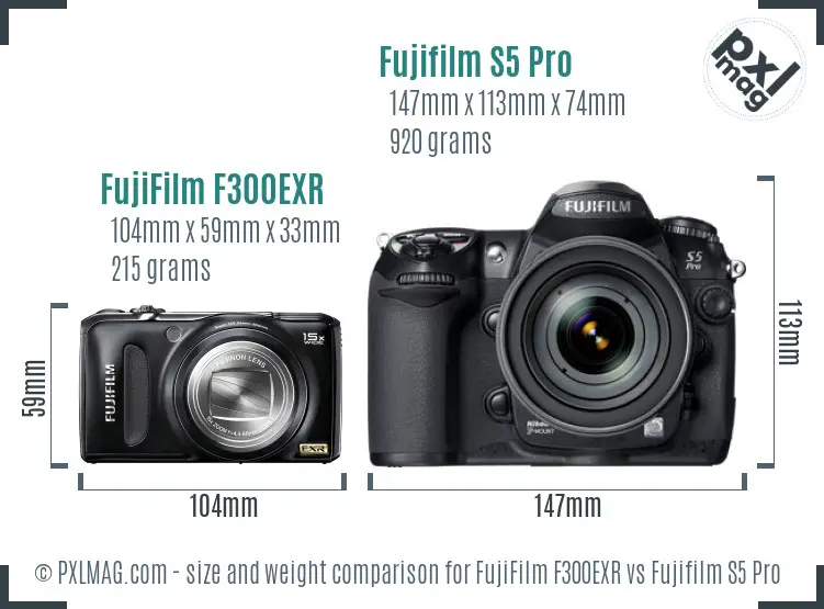 FujiFilm F300EXR vs Fujifilm S5 Pro size comparison