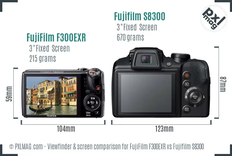 FujiFilm F300EXR vs Fujifilm S8300 Screen and Viewfinder comparison