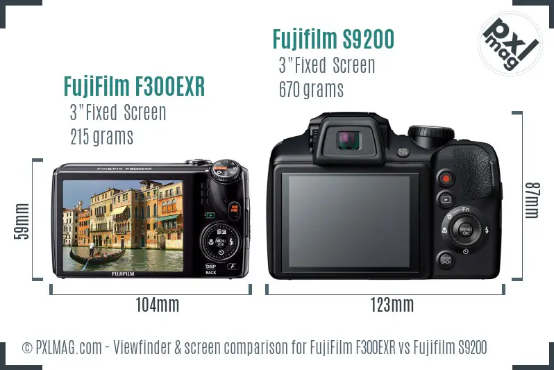 FujiFilm F300EXR vs Fujifilm S9200 Screen and Viewfinder comparison