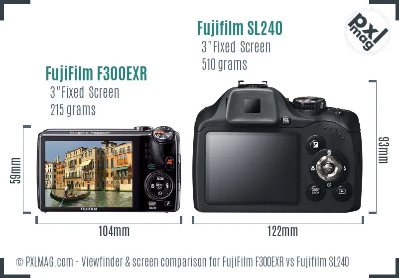 FujiFilm F300EXR vs Fujifilm SL240 Screen and Viewfinder comparison