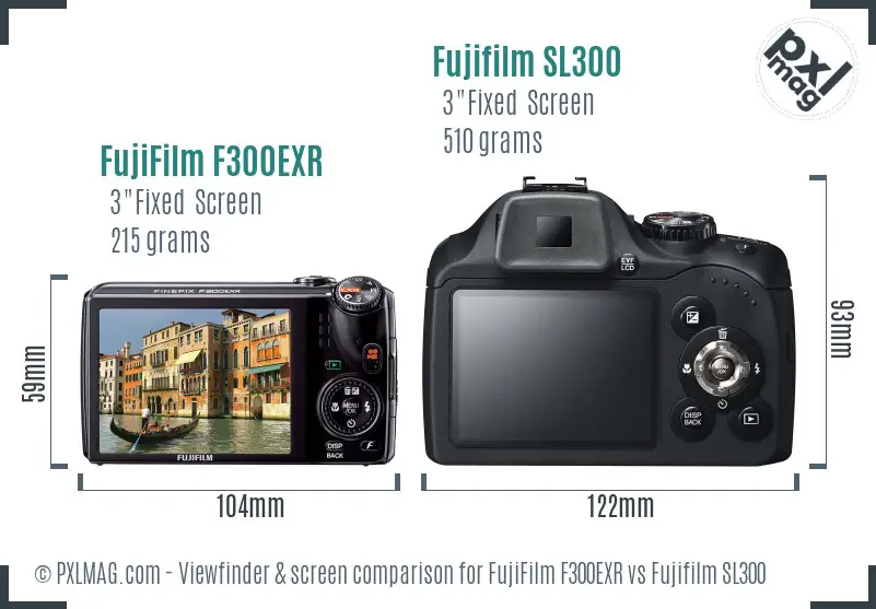 FujiFilm F300EXR vs Fujifilm SL300 Screen and Viewfinder comparison