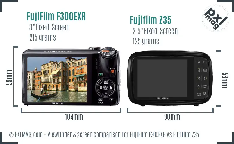 FujiFilm F300EXR vs Fujifilm Z35 Screen and Viewfinder comparison FujiFilm F300EXR vs Fujifilm Z35 Screen and Viewfinder comparison