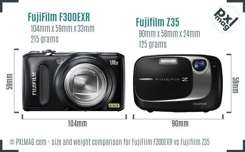 FujiFilm F300EXR vs Fujifilm Z35 size comparison FujiFilm F300EXR vs Fujifilm Z35 size comparison