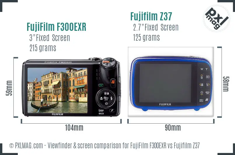 FujiFilm F300EXR vs Fujifilm Z37 Screen and Viewfinder comparison FujiFilm F300EXR vs Fujifilm Z37 Screen and Viewfinder comparison