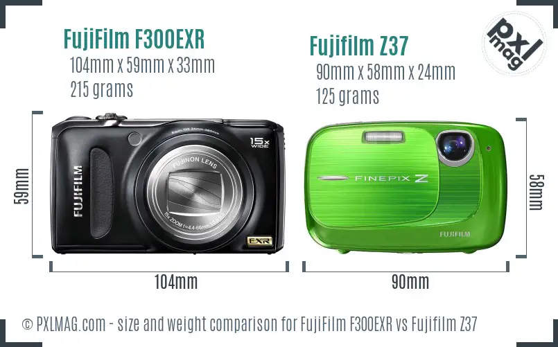FujiFilm F300EXR vs Fujifilm Z37 size comparison FujiFilm F300EXR vs Fujifilm Z37 size comparison