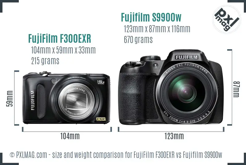 FujiFilm F300EXR vs Fujifilm S9900w size comparison