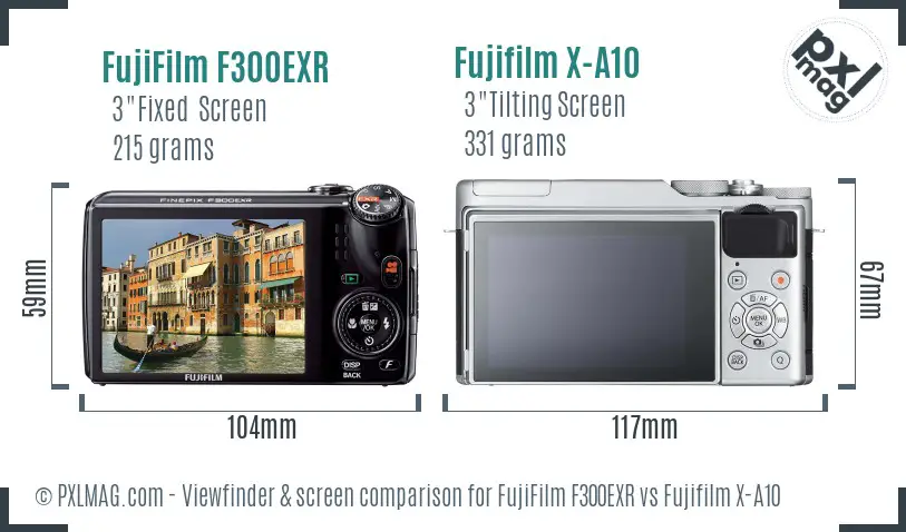 FujiFilm F300EXR vs Fujifilm X-A10 Screen and Viewfinder comparison
