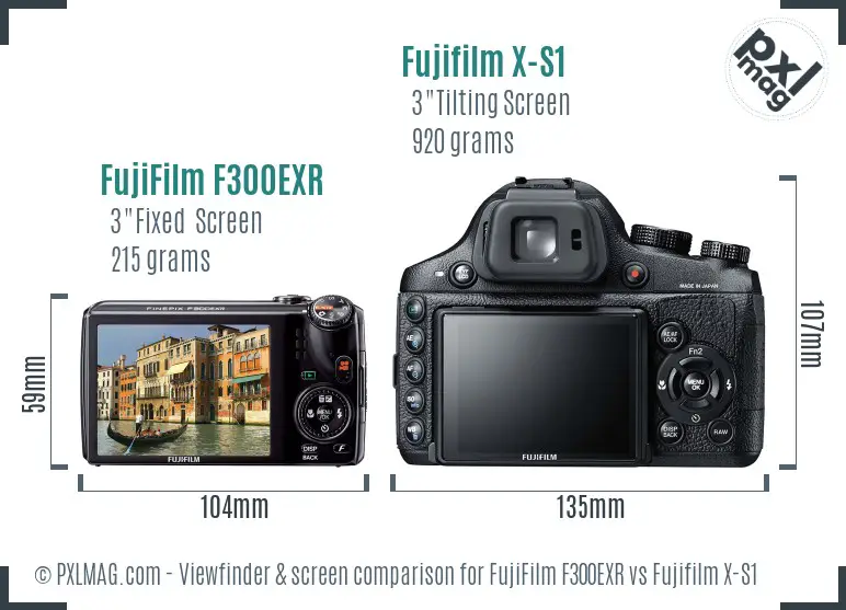 FujiFilm F300EXR vs Fujifilm X-S1 Screen and Viewfinder comparison