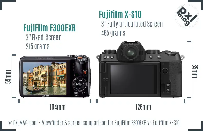 FujiFilm F300EXR vs Fujifilm X-S10 Screen and Viewfinder comparison