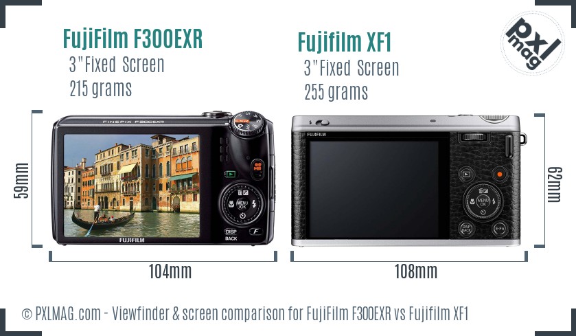 FujiFilm F300EXR vs Fujifilm XF1 Screen and Viewfinder comparison
