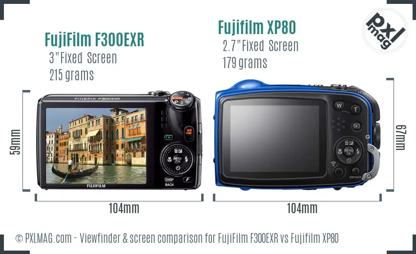 FujiFilm F300EXR vs Fujifilm XP80 Screen and Viewfinder comparison FujiFilm F300EXR vs Fujifilm XP80 Screen and Viewfinder comparison