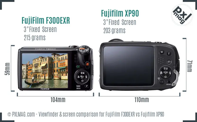 FujiFilm F300EXR vs Fujifilm XP90 Screen and Viewfinder comparison FujiFilm F300EXR vs Fujifilm XP90 Screen and Viewfinder comparison