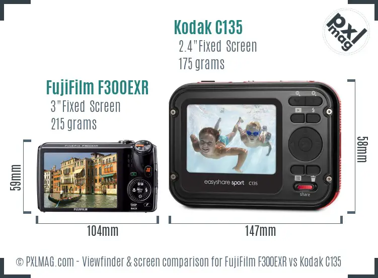 FujiFilm F300EXR vs Kodak C135 Screen and Viewfinder comparison FujiFilm F300EXR vs Kodak C135 Screen and Viewfinder comparison