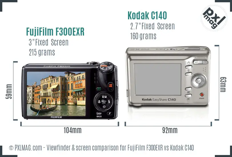 FujiFilm F300EXR vs Kodak C140 Screen and Viewfinder comparison