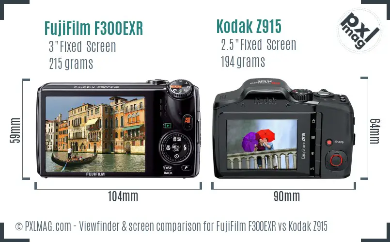 FujiFilm F300EXR vs Kodak Z915 Screen and Viewfinder comparison FujiFilm F300EXR vs Kodak Z915 Screen and Viewfinder comparison