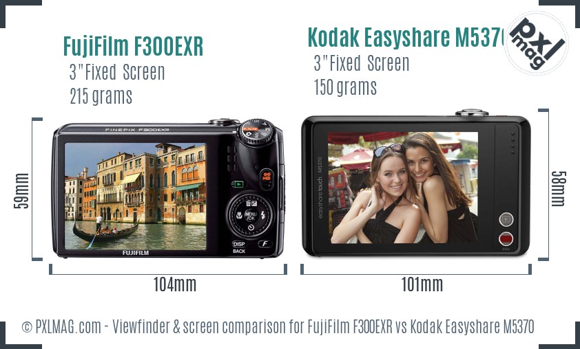 FujiFilm F300EXR vs Kodak Easyshare M5370 Screen and Viewfinder comparison