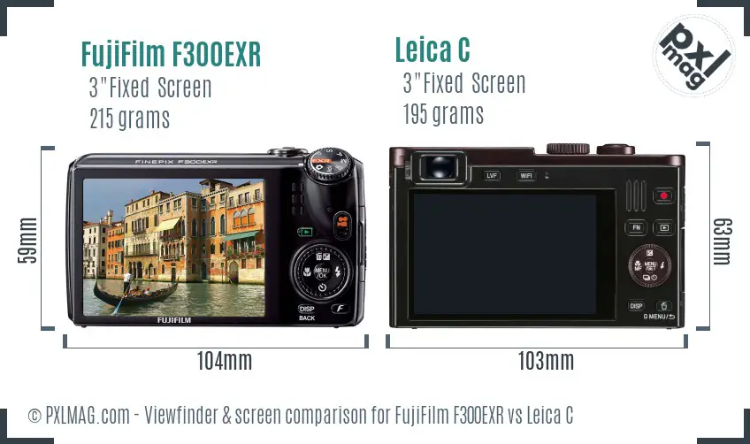 FujiFilm F300EXR vs Leica C Screen and Viewfinder comparison FujiFilm F300EXR vs Leica C Screen and Viewfinder comparison