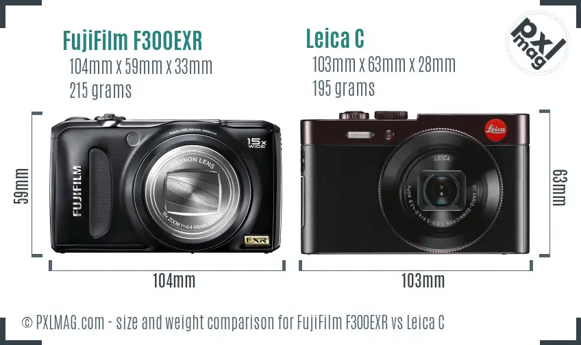 FujiFilm F300EXR vs Leica C size comparison FujiFilm F300EXR vs Leica C size comparison