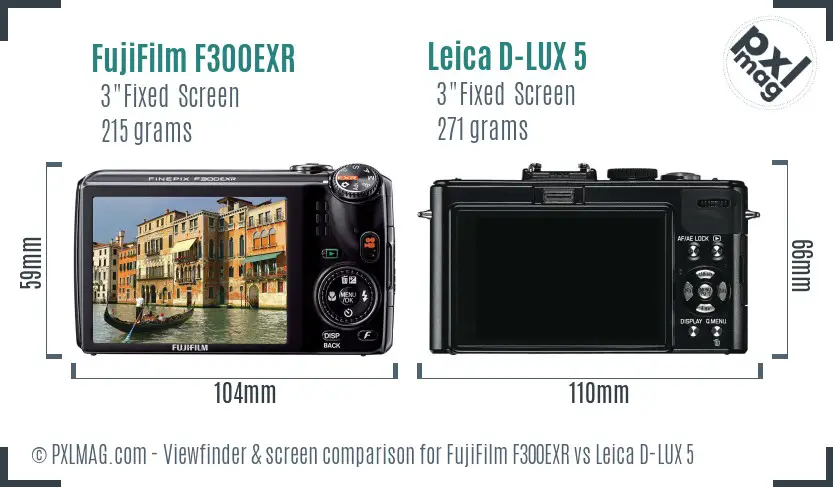 FujiFilm F300EXR vs Leica D-LUX 5 Screen and Viewfinder comparison