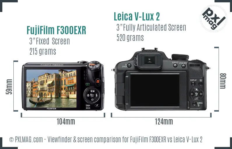 FujiFilm F300EXR vs Leica V-Lux 2 Screen and Viewfinder comparison