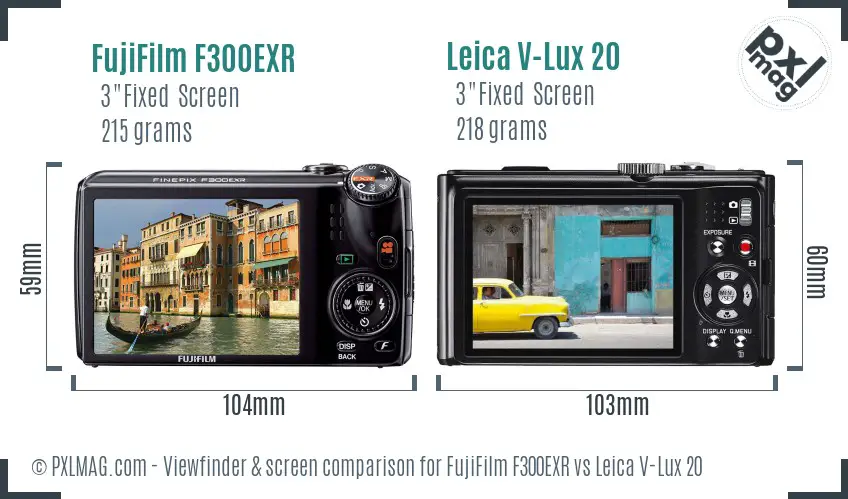 FujiFilm F300EXR vs Leica V-Lux 20 Screen and Viewfinder comparison