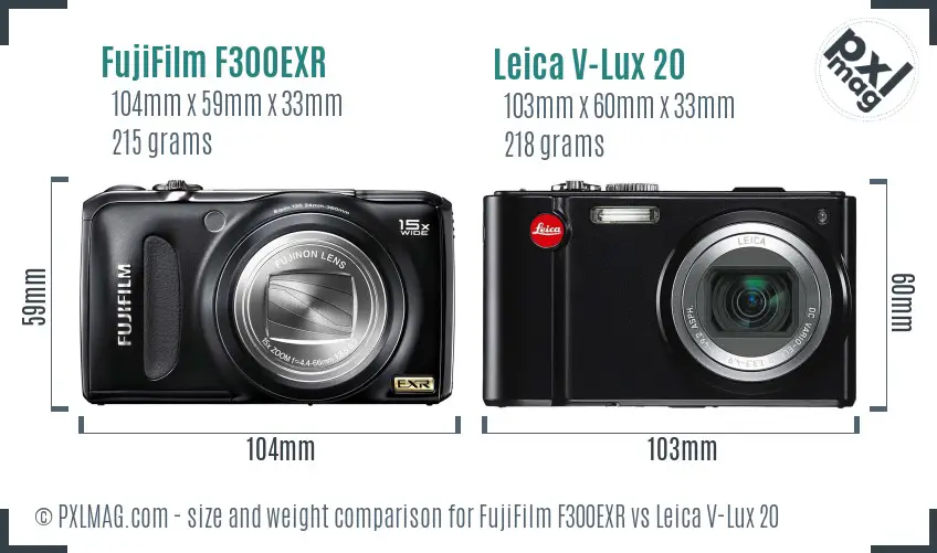FujiFilm F300EXR vs Leica V-Lux 20 size comparison
