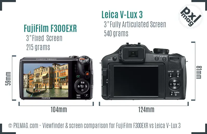 FujiFilm F300EXR vs Leica V-Lux 3 Screen and Viewfinder comparison