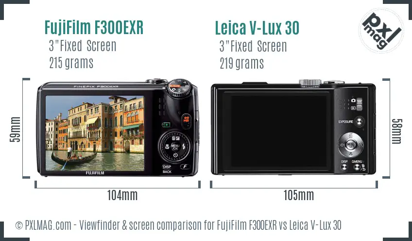 FujiFilm F300EXR vs Leica V-Lux 30 Screen and Viewfinder comparison FujiFilm F300EXR vs Leica V-Lux 30 Screen and Viewfinder comparison