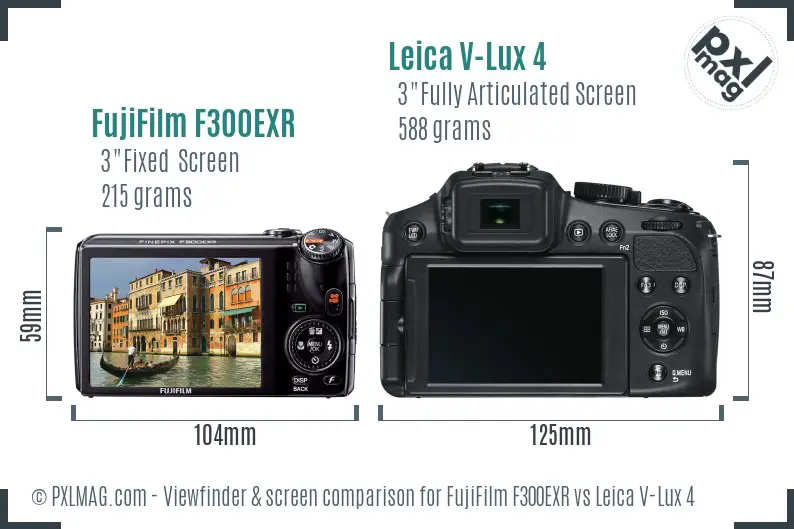 FujiFilm F300EXR vs Leica V-Lux 4 Screen and Viewfinder comparison