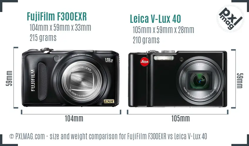 FujiFilm F300EXR vs Leica V-Lux 40 size comparison