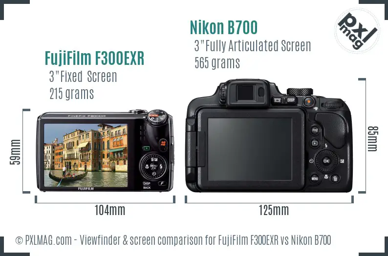 FujiFilm F300EXR vs Nikon B700 Screen and Viewfinder comparison