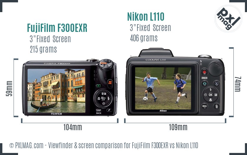 FujiFilm F300EXR vs Nikon L110 Screen and Viewfinder comparison