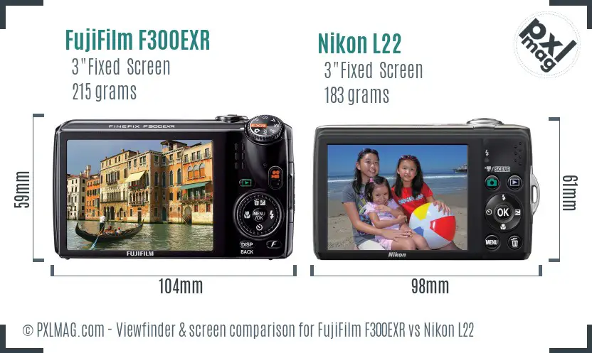 FujiFilm F300EXR vs Nikon L22 Screen and Viewfinder comparison