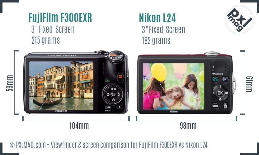 FujiFilm F300EXR vs Nikon L24 Screen and Viewfinder comparison