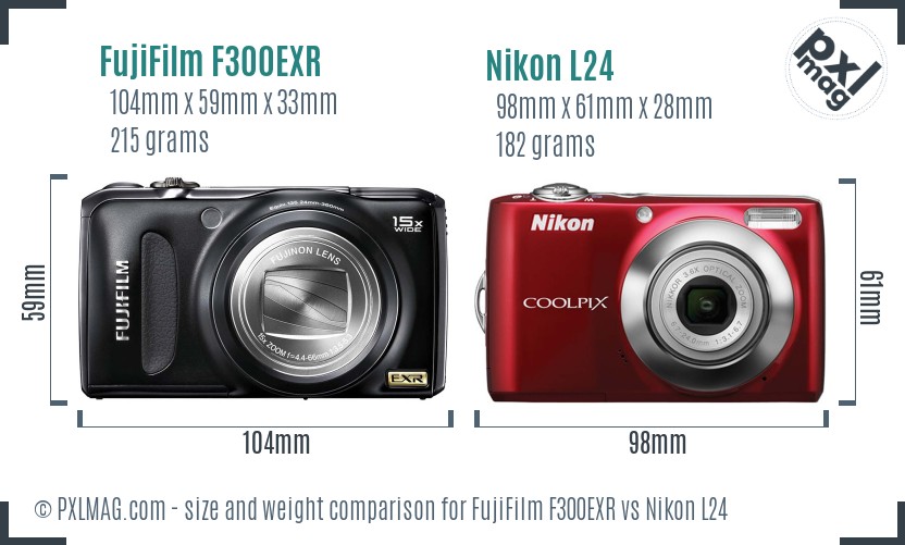 FujiFilm F300EXR vs Nikon L24 size comparison FujiFilm F300EXR vs Nikon L24 size comparison