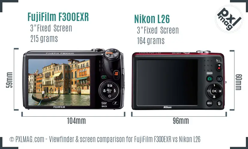 FujiFilm F300EXR vs Nikon L26 Screen and Viewfinder comparison